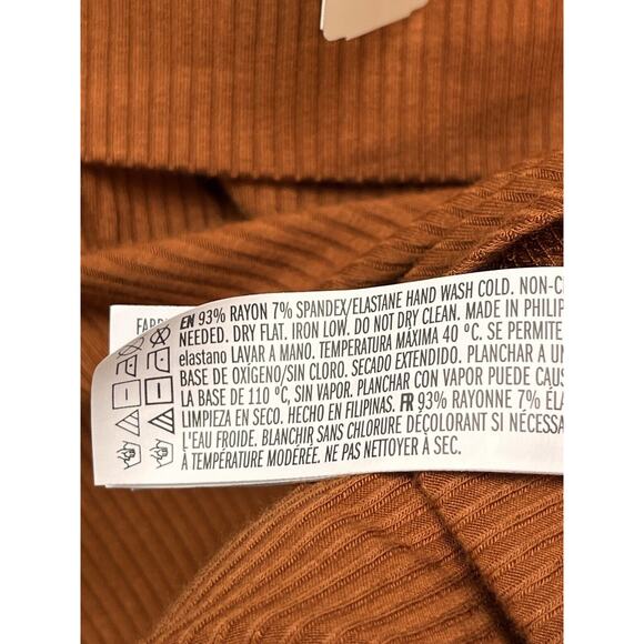 Forever 21 Top‎ Womens Small Ribbed Off-the-Shoulder Rust Orange Stretch NEW - Picture 6 of 7
